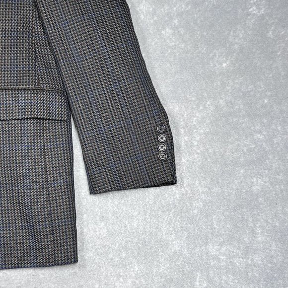 Burberry London Blazer 44R Gray Plaid Kensington 100% Wool Suit Two Buttons - Picture 5 of 14